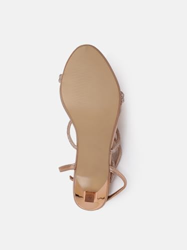 Marc Loire Women Embellished Fashion Sandals with Kitten Heels (Rose Gold, UK Footwear Size System, Adult, Women, Numeric, Medium, 7)