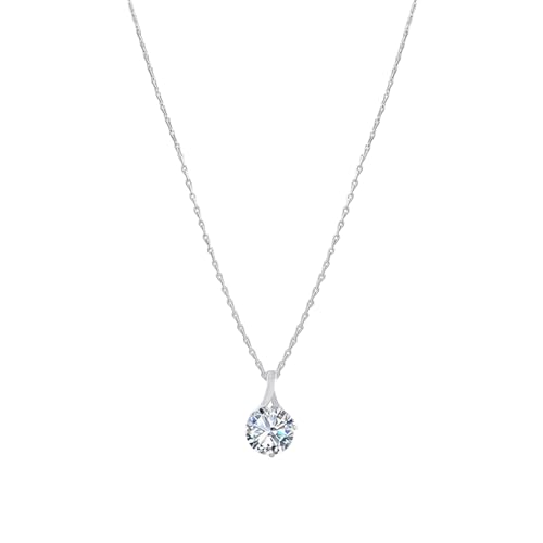 JFL - Jewellery for Less Fashion Silver Plated Solitaire Modern Cz American Diamond Pendant Set for Women.