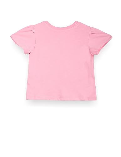 U.S. Polo Assn. Kids Regular fit Cotton Embellished Short Sleeves Crew Neck T-Shirts (UGTSH0285_Pink_12M)