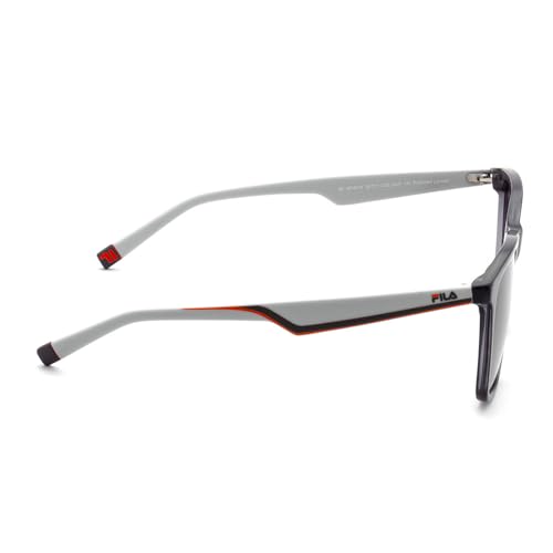 FILA sunglasses| 100% UV protected | Gradient | Full Rim | Square | Men | Large | Shiny Crystal Grey Acetate Frame | White Mirror-Smoke Gradient Lens