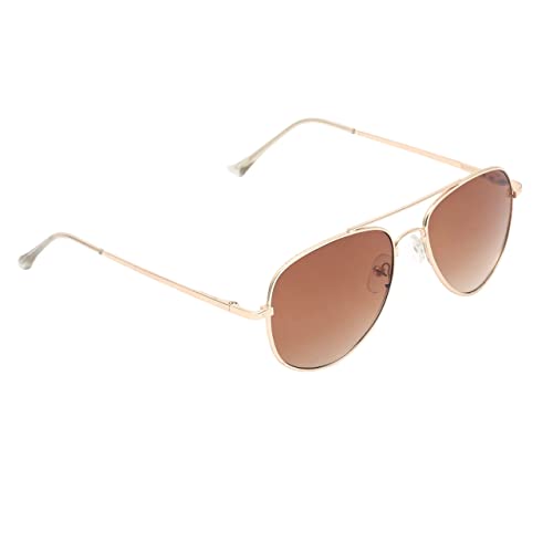 SPIKY Unisex Kids Aviator Sunglass With Protective Case Gold Frame Brown Lens, Free Size - (Pack of 1)