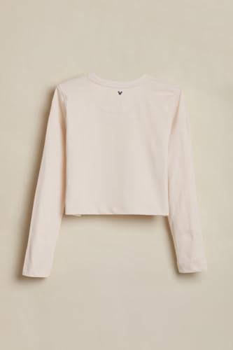 Girls Beige Graphic Print Casual T-Shirt