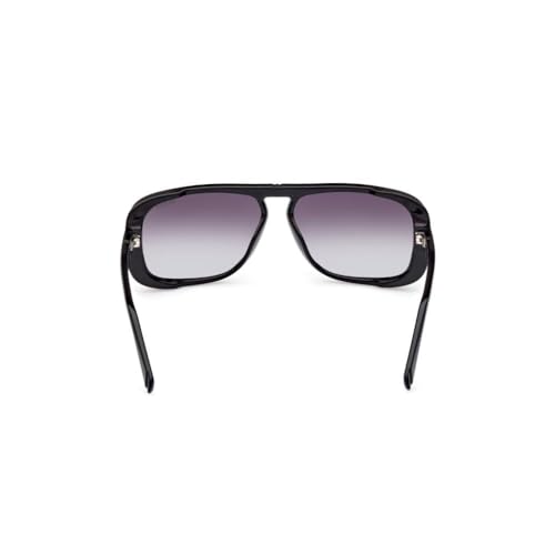 Guess sunglasses| 100% UV protected | Gradient | Full Rim | Rectangular | Men | Large | Shiny Black Polycarbonate Frame | Smoke Gradient Lens