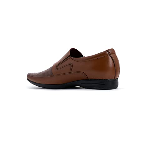 Khadim's Synthetic Leather PVC Sole Embossing Tan Office Wear Formal Shoe for Men Size 6