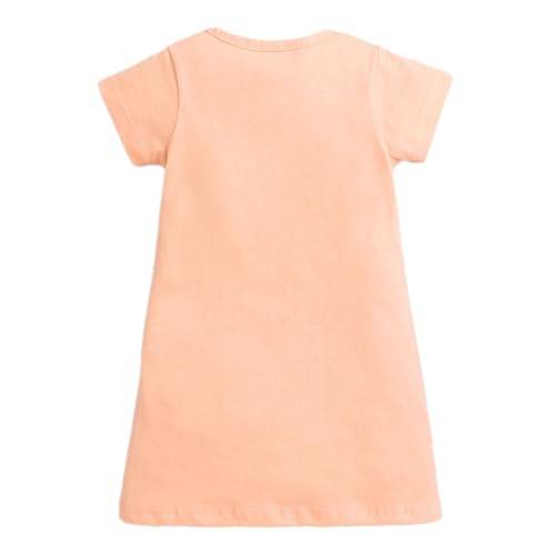 Hopscotch Girls Knee Length Casual Dresses in Peach Color For Ages (7-8 Years)