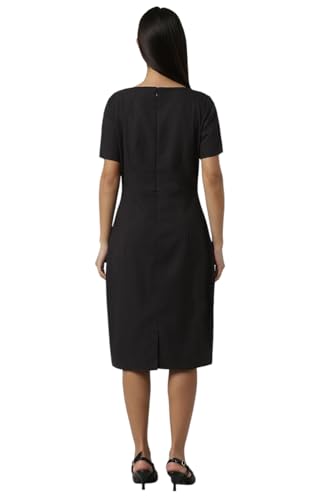 Van Heusen Women's Polyester Blend Modern Below The Knee Dress (VWDRFRGF905311_Black
