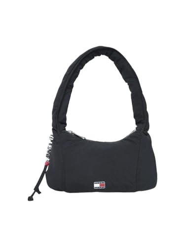 Solid Black Nylon Shoulder Bag