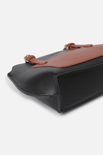 Women Black Patterned Casual Handbag