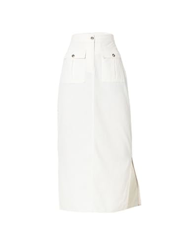 VERO MODA Women Solid White Linen Midi Length High-Rise A-Line Skirt