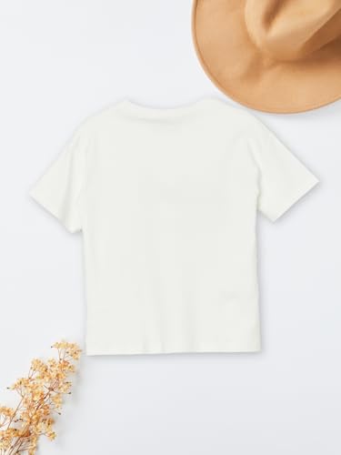 Max Girls Chennile Embroidered T-Shirt(White_9-10 Y)