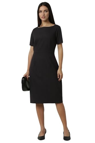 Van Heusen Women's Polyester Blend Modern Below The Knee Dress (VWDRFRGF905311_Black