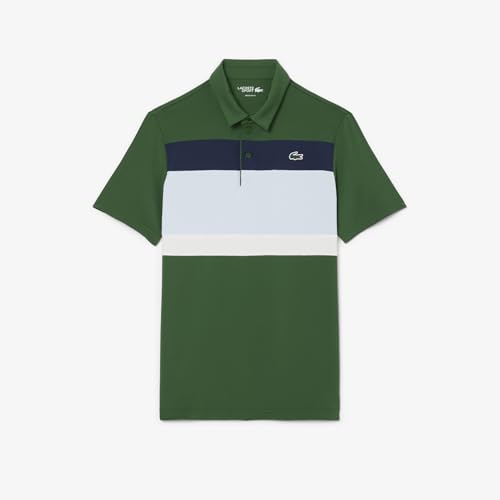 Lacoste Men's Regular Fit Polos (DH8954DJ1_Green / Light Navy Blue