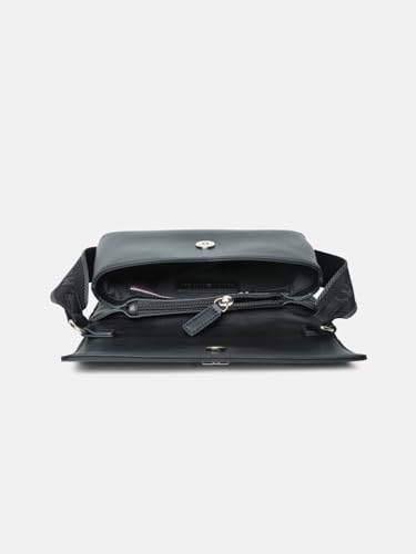 Solid Black Polyurethane Sling Bag