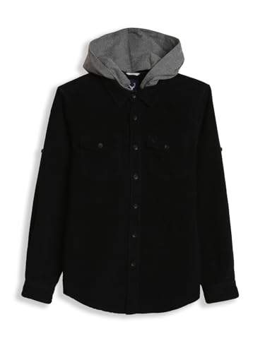 Boys Black Solid Casual Shirt