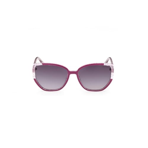 Guess sunglasses| 100% UV protected | Gradient | Full Rim | Cat Eye | Women | Large | Shiny purple-Shiny Silver Glitter Polycarbonate Frame | Smoke Gradient Lens