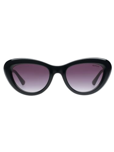 Tommy Hilfiger Sunglasses | Purple Lens | Black Frame | Full Rim Cateye Shape Branded Latest and Stylish Non Polarized Eyewear | 100% UV Protection | Women Sunglasses| Size Medium | TH 1591 C5