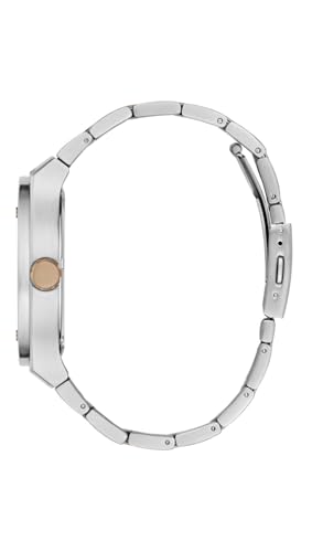 GUESS Stainless Steel Analog Grey Dial Men's Watch-Gw0795G2, Band_ Silver, Dial_ Beige