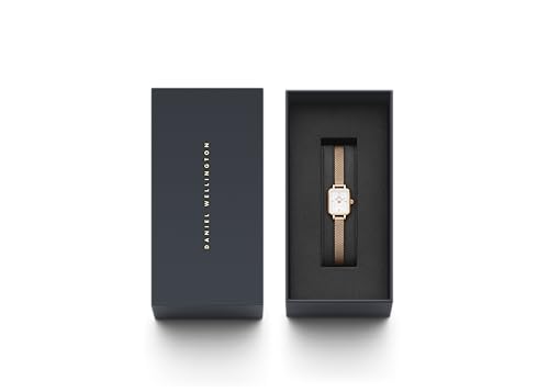 Daniel Wellington Quadro Analog Watch for Women with White Square Dial & Rose Gold Stainless Steel Bracelet Band Water Resistant Women's Wrist Watches - DW00100727K