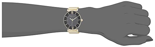 Anne Klein Women's Japanese Quartz Dress Watch with Stainless Steel Strap, Gold, 16 (Model: AK/3780BKGB)