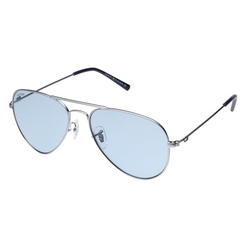 TOMMY HILFIGER Men's UV Protected Eyewear | Blue Lens | Silver Frame | Full Rim Aviator Shape Branded Latest and Stylish Sunglasses | 100% UV Protection | Size Medium | TH 1574PL C12 Small