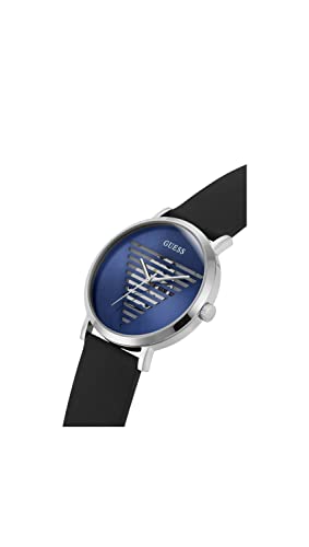 GUESS Silicone Analog Blue Dial Men Watch-Gw0503G2, Black Band