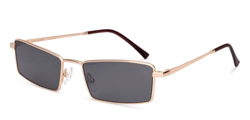 John Jacobs | Gold - Grey Solid | Full Rim Rectangle Stylish & Premium Sunglasses | JJ Tints | Polarized and 100% UV Protected | Men & Women | Wide | JJ S70162