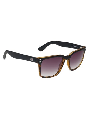 Tommy Hilfiger Sunglasses | Purple Lens | Black Frame | Full Rim Rectangle Shape Branded Latest and Stylish Non Polarized Eyewear | 100% UV Protection | Men Sunglasses| Size Medium | TH 1597 C1