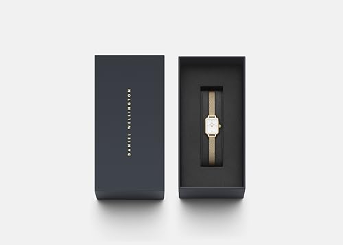 Daniel Wellington Quadro Analog Watch for Women with White Square Dial & Gold Stainless Steel Bracelet Band Water Resistant Women's Wrist Watches - DW00100725K