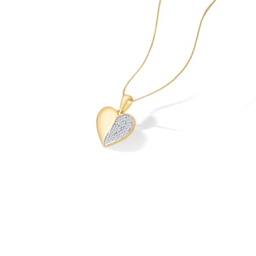 P.N.Gagdil Jewellers 14 Karat Yellow Gold & Diamond Certified Gold Heart Pendant For Women DIDP0140 IJ/SI