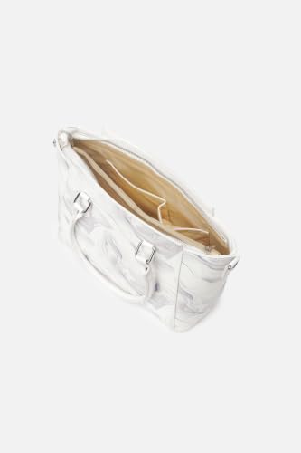 Women White Print Casual Tote Bag