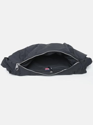 Solid Black Nylon Shoulder Bag