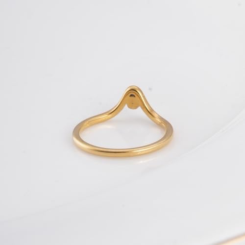 PALMONAS Delicate Vee Pearl Ring for Womens (Size- 6) - Waterproof & Anti-Tarnish, Gift for Girls & Women