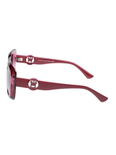 Tommy Hilfiger Sunglasses | Grey Lens | Pink Frame | Full Rim Square Shape Branded Latest and Stylish Non Polarized Eyewear | 100% UV Protection | Women Sunglasses| Size Medium | TH 1593 C4 52