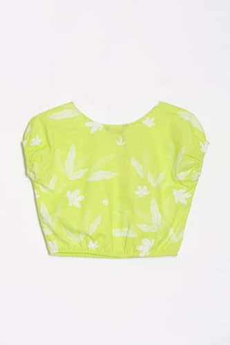 Girls Green Printed Casual Top and Shorts