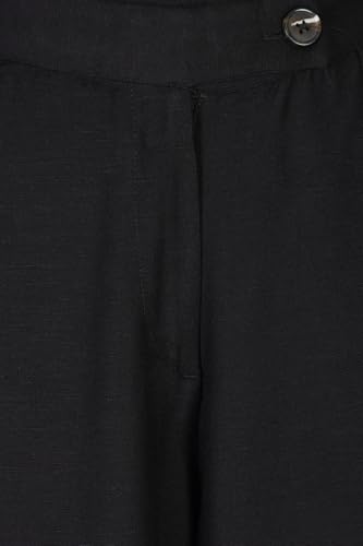 W for Woman Black Solid Wide Leg Ankle Length Pants - (W63413-225528-L)