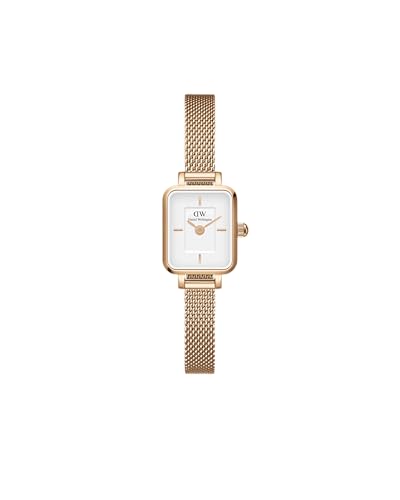 Daniel Wellington Quadro Analog Watch for Women with White Square Dial & Rose Gold Stainless Steel Bracelet Band Water Resistant Women's Wrist Watches - DW00100727K