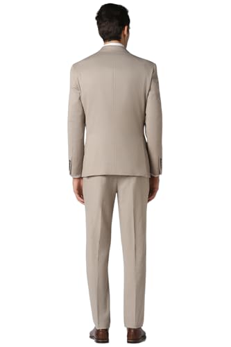 Van Heusen Men Beige Solid Slim Fit Formal Four Piece Suit