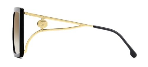 Carrera Sunglass | Black Brown Green Antireflex Lens | Black Frame | Full Rim Non Polarized Rectangular Branded Latest and Stylish Eyewear | 100% UV Protection | Womens Sunglass| Size Large