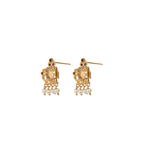 ZYRA JEWELS Elephant Design Traditional Necklace Set with Earrings for Women and Girls – Pearl Drop, Antique Finish, Temple Jewellery set
