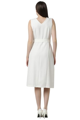 Van Heusen Women's Polyester Blend Modern Below The Knee Dress (VWDRCRGPX11886_White