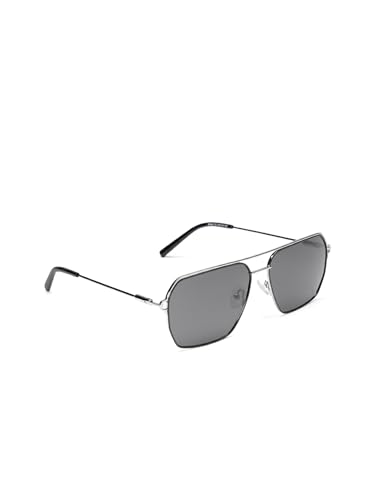 Carlton London Men Premium Polarised UV Protected Black Lens Silver Toned Rectangle Sunglasses