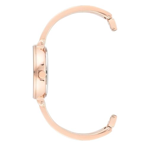 Anne Klein Women's Genuine Diamond Dial Rose Gold-Tone with Bracelet Set, Rose Gold/Black