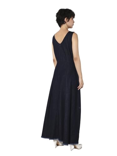 ONLY Women's Cotton Fit and Flare Maxi Dress (9021633-Dark Dark Blue Denim