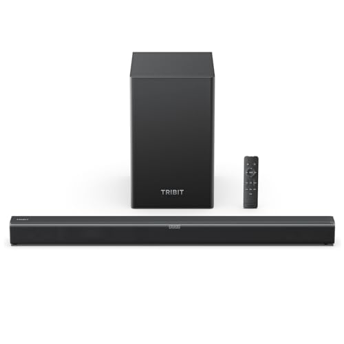Tribit Soundbar Speaker S1 with Wired Subwoofer for Deep Bass(200W), 2.1 Channel TV Home Theatre, Bt v5.3, LED Display, Multiple Connectivity and 4 EQ Modes, Bass & Treble Control & Remote Control