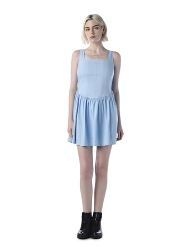 ONLY Women's Solid Fit and Flare Blue Dress