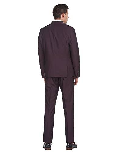 Men Wine Reversible Waistcoat Three Piece Suit