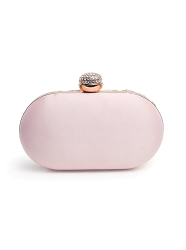 THE TAN CLAN Elizah Zarozi Hand Embroidered Clutches for Women Purses Luxury Evening Handbags for Ladies, Pink
