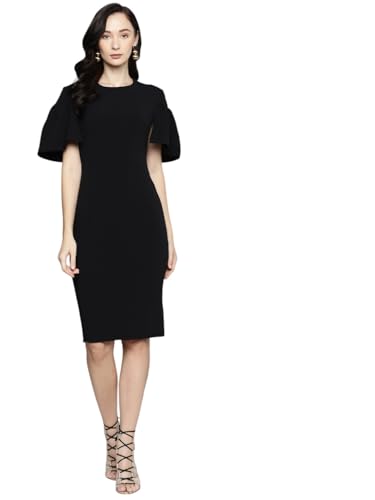 Sassafras Black Frill Cape Bodycon Dress SFDRSS10296XXL