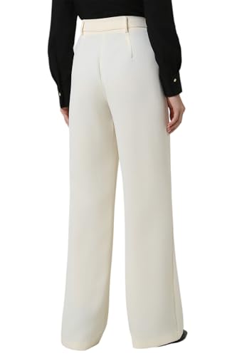 Women Beige Solid Party Regular Fit Trousers