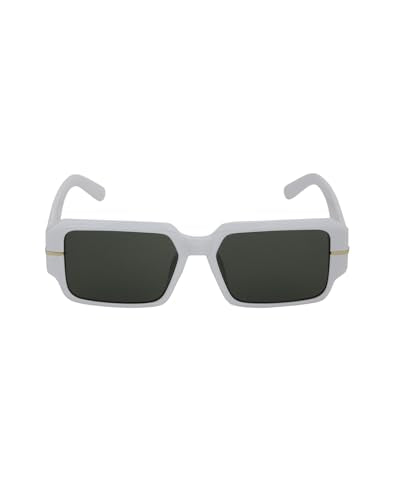 Carlton London White with Gold Toned and Green UV Protected Lens Sunglass for unisex